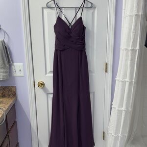 Azazie Dark Plum Strappy A-Line Women’s Bridesmaid Dress